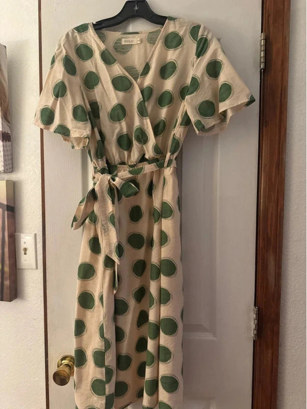 Roolee Green Polka Dot Wrap Midi Maxi Dress Size Small